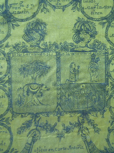 Detalle de la ejecutoria con el escudo de los Larramendi- Octavio de Toledo