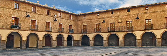 La Plaza de los Fueros de Larraga, junto a la plaza de los Fueros de Tudela y de Tafalla, son las únicas plazas regulares en Navarra que responden a un plan previo.