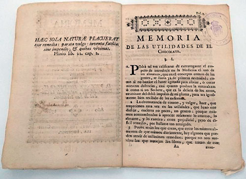 Memoria sobre las utilidades del chocolate, un “papel” médico publicado en Pamplona en 1788