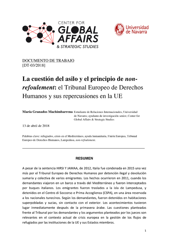 La cuestión del asilo y el principio de non-refoulement: el Tribunal Europeo de Derechos Humanos y sus repercusiones en la Unión Europea