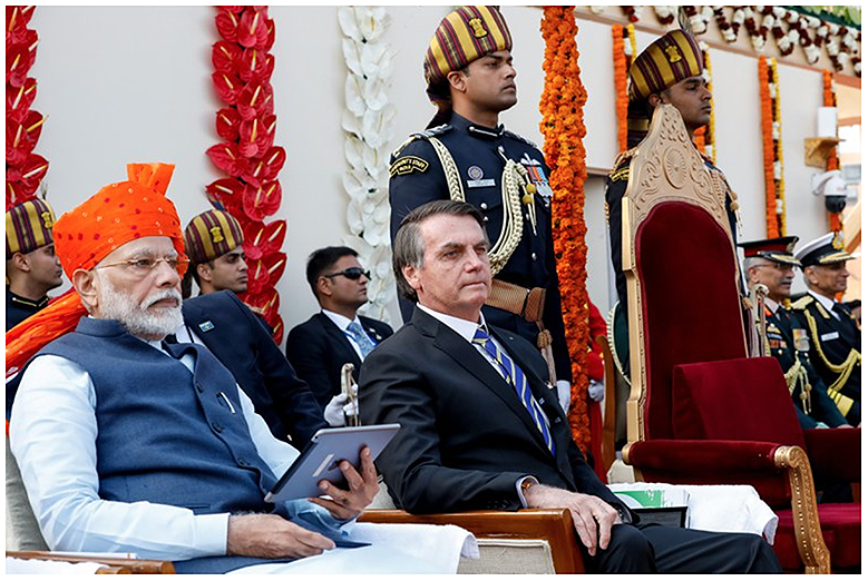 Bolsonaro, junto al primer ministro indio, Narendra Modi, durante una visita oficial a Nueva Deli a finales de enero [Alan Santos, PR]
