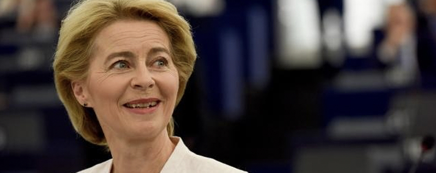 Ursula von der Leyen, en la sesión plenaria del Parlamento Europeo en la que defendió su candidatura [Comisión Europea]