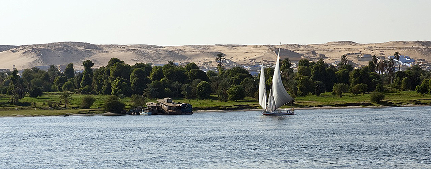 Curso bajo del río Nilo, en Egipto
