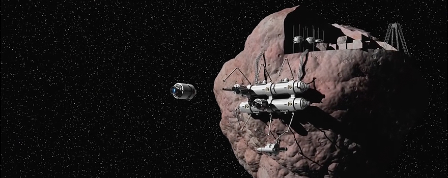 Escena sobre anclaje en un asteroide para desarrollar actividad minera, de ExplainingTheFuture.com [Christopher Barnatt]