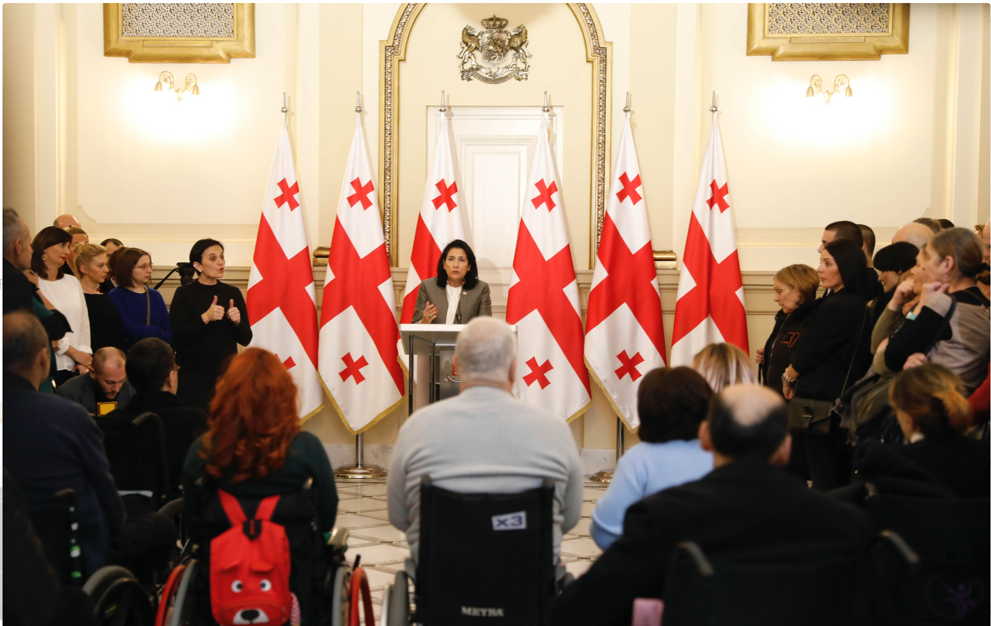 Acto público presidido en enero por Salome Zurabishvili en el palacio presidencial georgiano [Presidencia de Georgia]