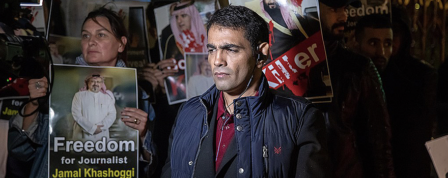 Protest in London in October 2018 after the disappearance of Jamal Khashoggi Protest in London in October 2018 after the disappearance of Jamal Khashoggi