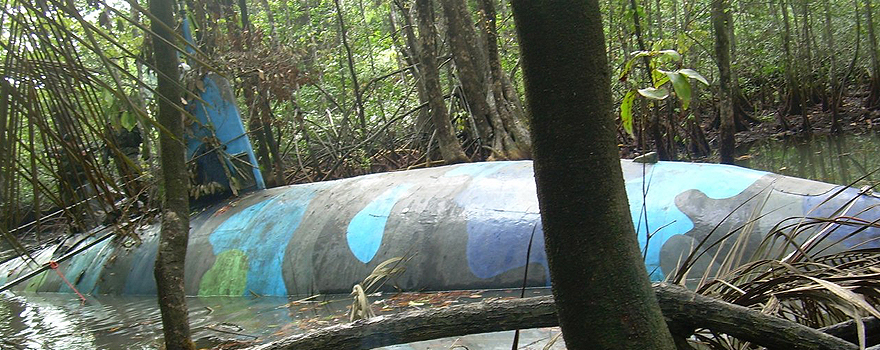 Narcosubmarino encontrado en la selva de Ecuador en 2010