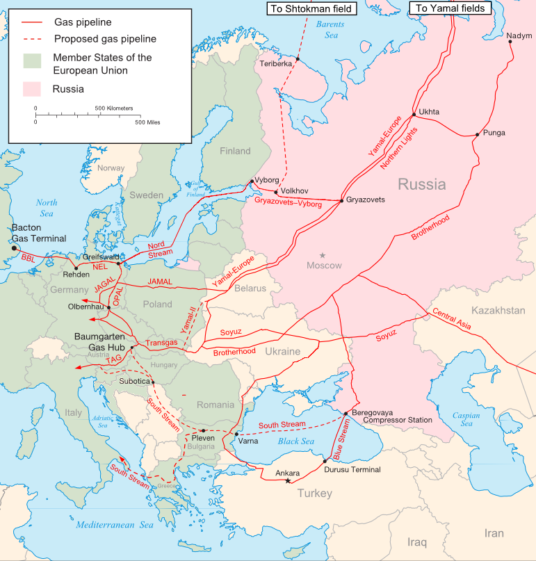 The main Russian gas pipelines to Eastern and Central Europe [Samuel Bailey/CC]