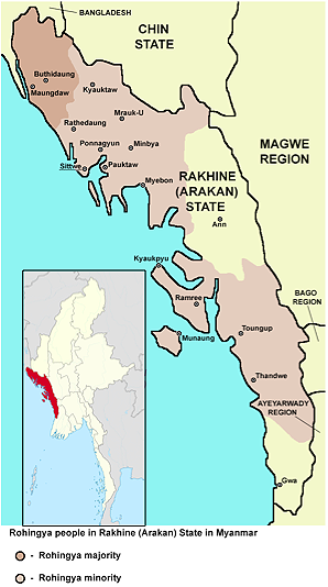 Región de Rakhine, en la costa de Myanmar, contigua a Bangladesh