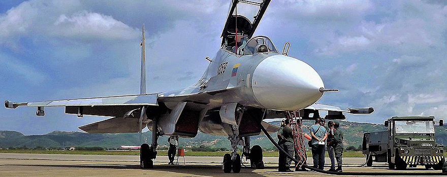 A Russian Sukhoi Su-30MK2 bought by Venezuela, in Barquisimeto in 2016 [Carlos E. Pérez]