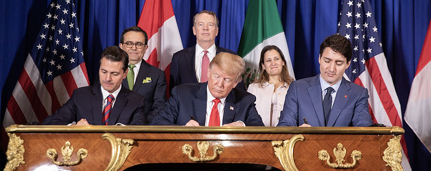 Firma del tratado de libre comercio entre EEUU, México y Canadá, en el marco del G-20, en noviembre de 2018 [Shealah Craighead-Casa Blanca]