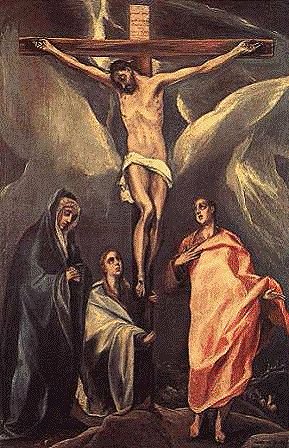 Cristo en la cruz con las dos Marías y San Juan, El Greco, 1588