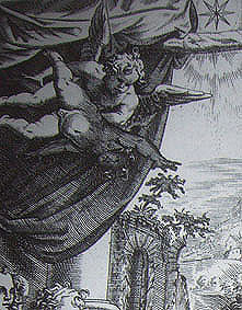 Detalle de los ángeles en la "Adoración de los Magos" de la catedral de Pamplona, y detalle del grabado del mismo tema de Cornelis Cort