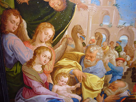 Detalle de la Virgen con el Niño y San José