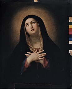 Sassoferrato, "Virgen orante", colección particular, Italia. Guido Reni, "Virgen en contemplación", colección particular, Roma.