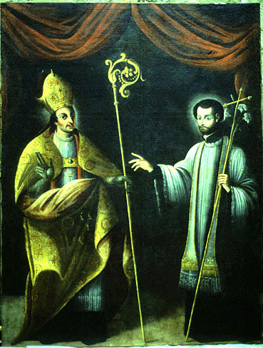 Anónimo. "San Francisco Javier y San Fermín", tercer cuarto del siglo XVII.  Parroquia de San Pedro, Elgorriaga 