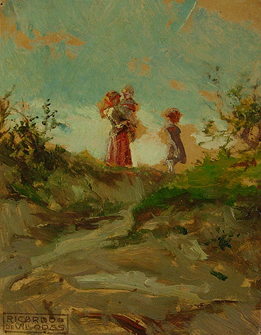 Escena campestre, óleo sobre cartón, 14,9 x 11,5 cm.