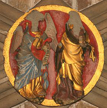 Clave de la Anunciación en el refectorio de la catedral de Pamplona