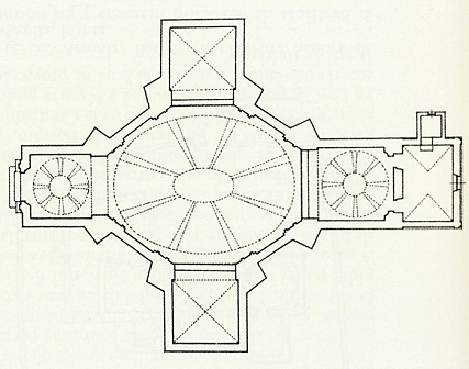 Planta de la basílica de Nuestra Señora del Patrocinio de Milagro Pedro de Aguirre, 1699