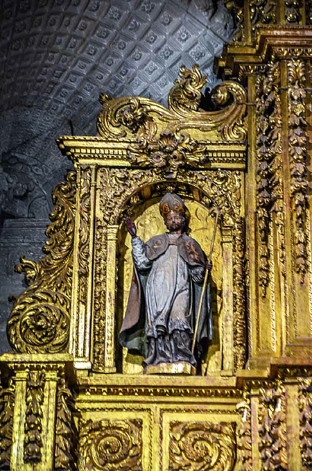 Imagen de San Fermín del retablo mayor de Larraga, por Francisco Jiménez Bazcardo, 1697. Foto I. Yoldi