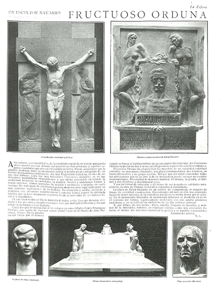 “Un escultor navarro. Fructuoso Orduna”, La Esfera, nº 524, 19-1-1924, p. 15.