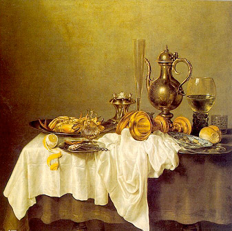 El Barroco reflejó la realidad y lo cotidiano  como se ve en los bodegones holandeses. Willem Claesz Heda