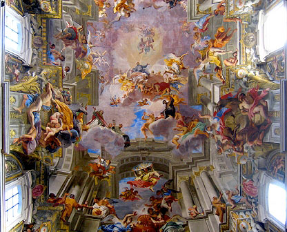 La Iglesia católico utilizó las imágenes con tres fines: docere, delectare y movere. Andrea Pozzo: Bóveda de la iglesia de San Ignacio. Roma