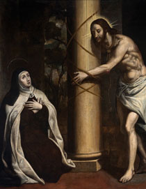 Lienzo de Santa Teresa con el Cristo a la columna de los Carmelitas