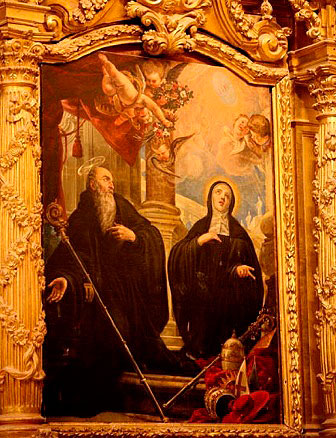 Lienzo de José Ximénez Donoso con s. Benito y Sta Escolástica. Antiguo convento de la Encarnación de Corella