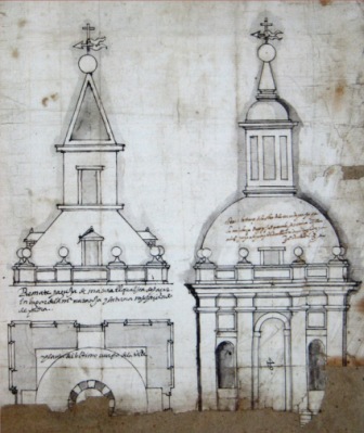 Traza original para la torre del monasterio de Irache, por Juan González de Sisniega, c. 1602