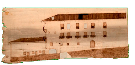 Casa consistorial de Pamplona. Detalle de la fachada lateral anterior