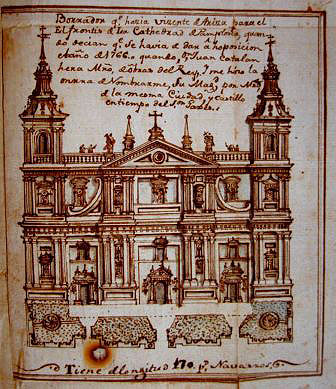 Proyecto para la fachada de la catedral de Pamplona del maestro de obras Vicente de Arizu