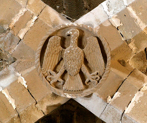 Iglesia abacial del monasterio de Santa María de Irache. Detalle de la clave