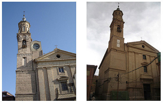 Estado de la torre y fachada de la iglesia antes y después de la restauración