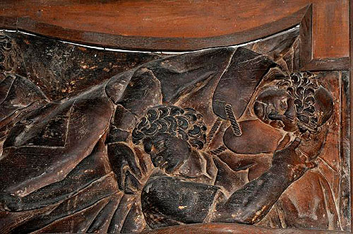 Detalle del relieve del traslado del cuerpo de san Esteban por los diáconos