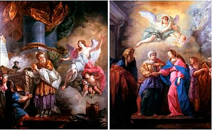 Lienzos del Anuncio del ángel a Zacarías y la Visitación de la Virgen a santa Isabel