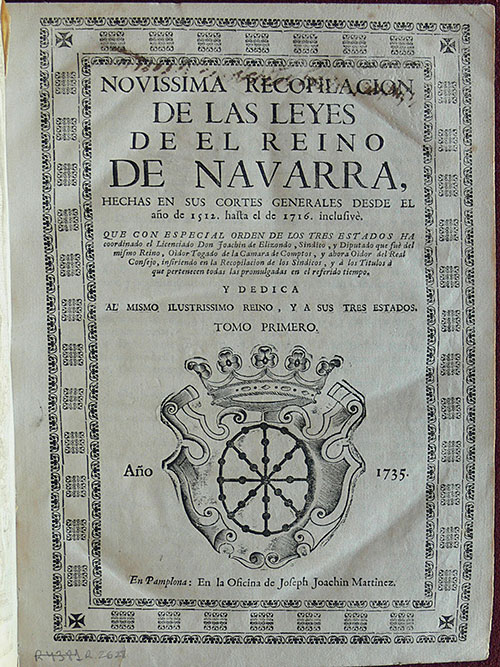 Novísima Recopilación de Joaquín de Elizondo. AGN, Biblioteca, FBH 1140.