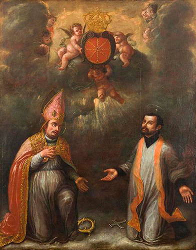 San Fermín y san Francisco Javier, patronos de Navarra. Ignacio Abarca y Valdés, 1696.