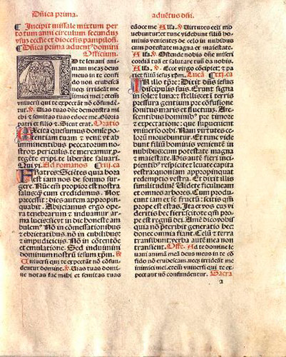 Missale Pampilonensis (p. 17). Incipit con el título (Biblioteca Navarra Digital).