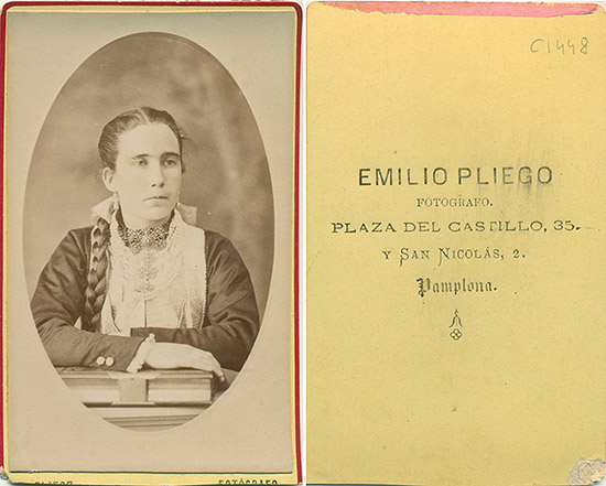 Hacia 1885, albúmina. CDV (10,2 x 6,4 cm), Emilio Pliego, Pamplona.