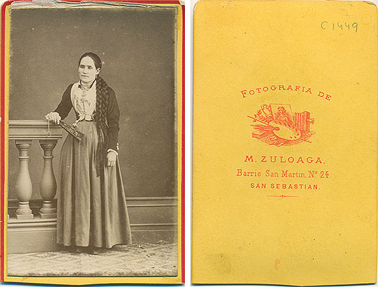 Hacia 1870-1875, albúmina. CDV (9,8 x 6,4 cm), M. Zuloaga, San Sebastián.