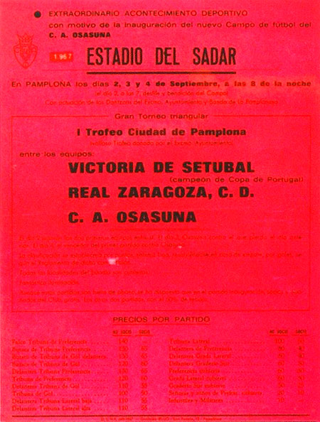 Anuncio de la inauguración del Sadar. En Azanza, J. (2007). Fútbol y arquitectura: estadios, las nuevas catedrales del siglo XXI.