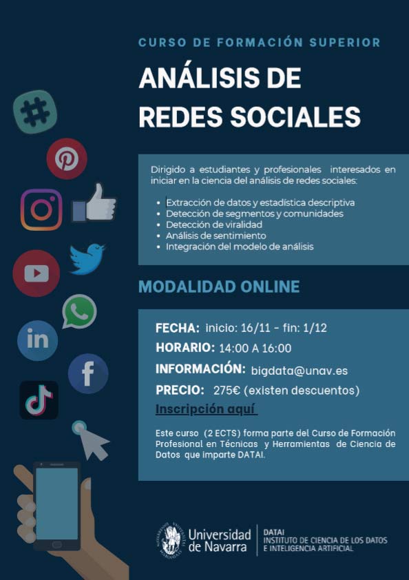 tengo hambre Infectar Piquete Análisis de redes sociales. Microcrusos. Formación. Instituto de Ciencia de  los Datos e Inteligencia Artificial. Universidad de Navarra