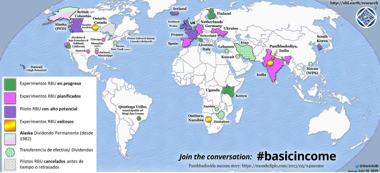 Programas piloto de RBU en distintos países. Fuente: https://list.ly/ubiadvocates