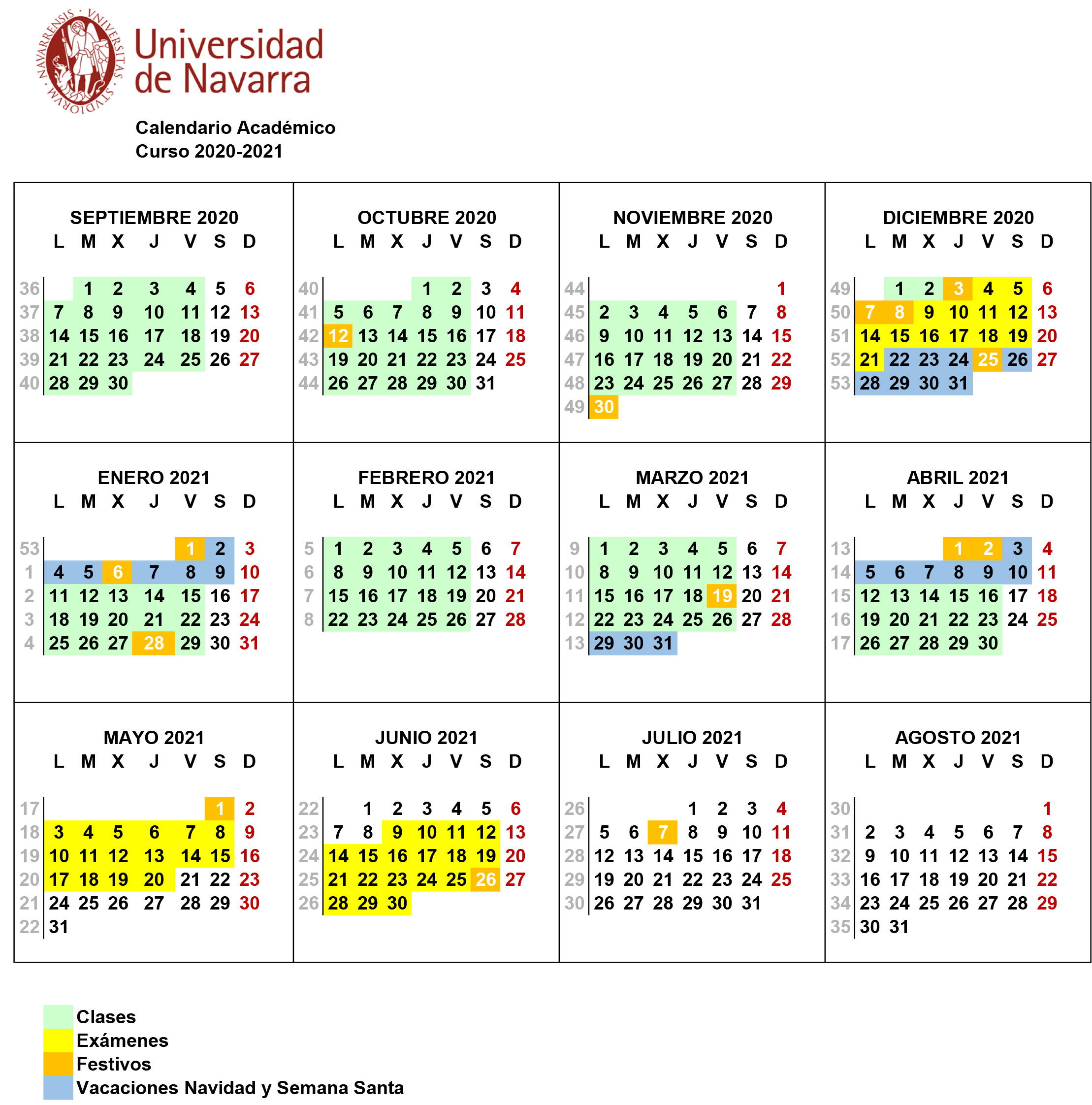 Calendario Alumnos Facultad De Comunicacion Universidad De Navarra calendario escolar navarra 2020 21
