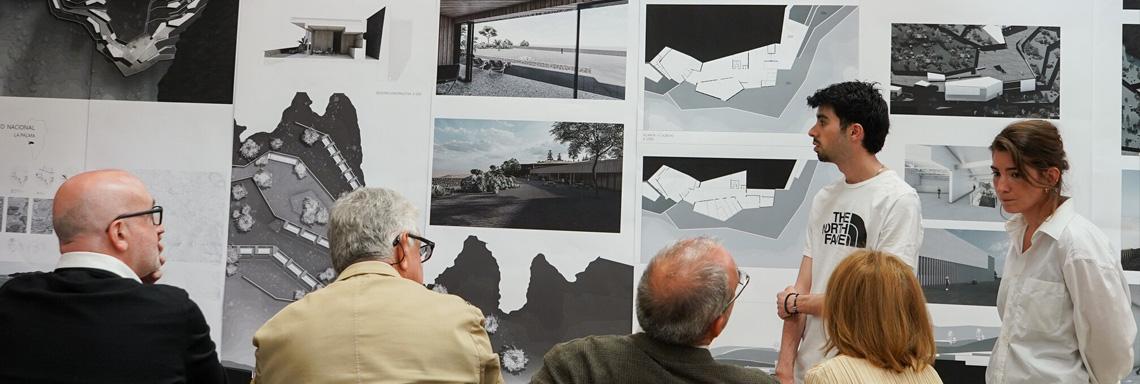 The students of the 5th year of Architecture present the final project of the National Volcanological Center for La Palma.