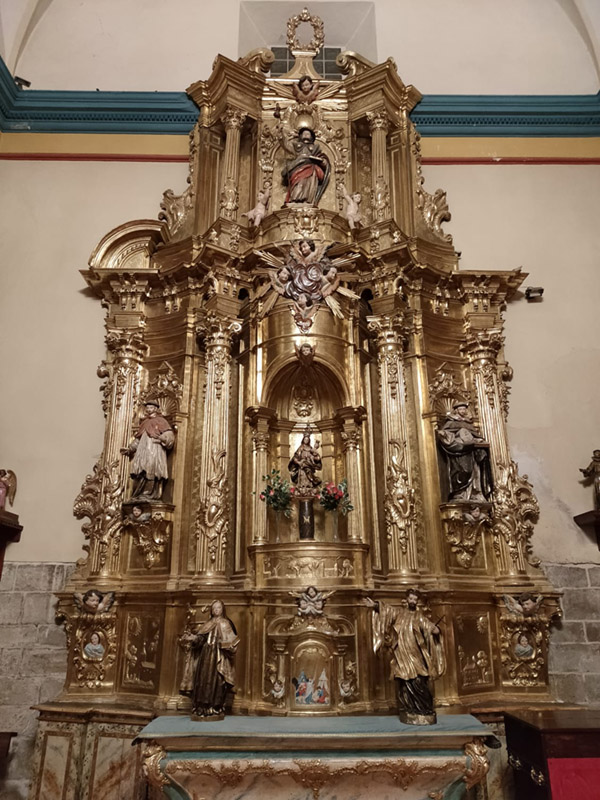 Retablo de la Virgen del Pilar en la parroquia de Arróniz, obra del escultor de Sesma Ramón Villodas. 1774. Foto G. Martínez Laparra