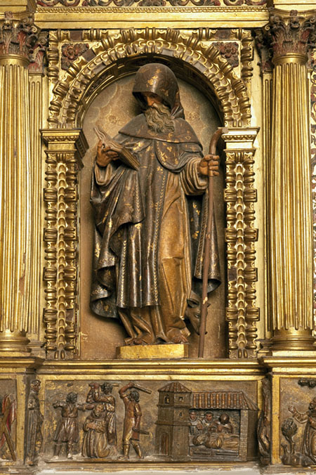 San Antón, titular de uno de los colaterales del santuario de Nuestra Señora de Codés, obra de Bartolomé Calvo (1654). Foto J. L. Larrión