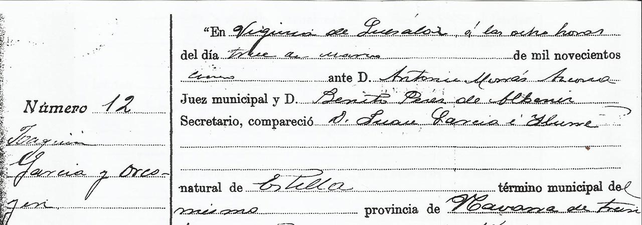 Partida de nacimiento de Joaquín García Orcoyen.